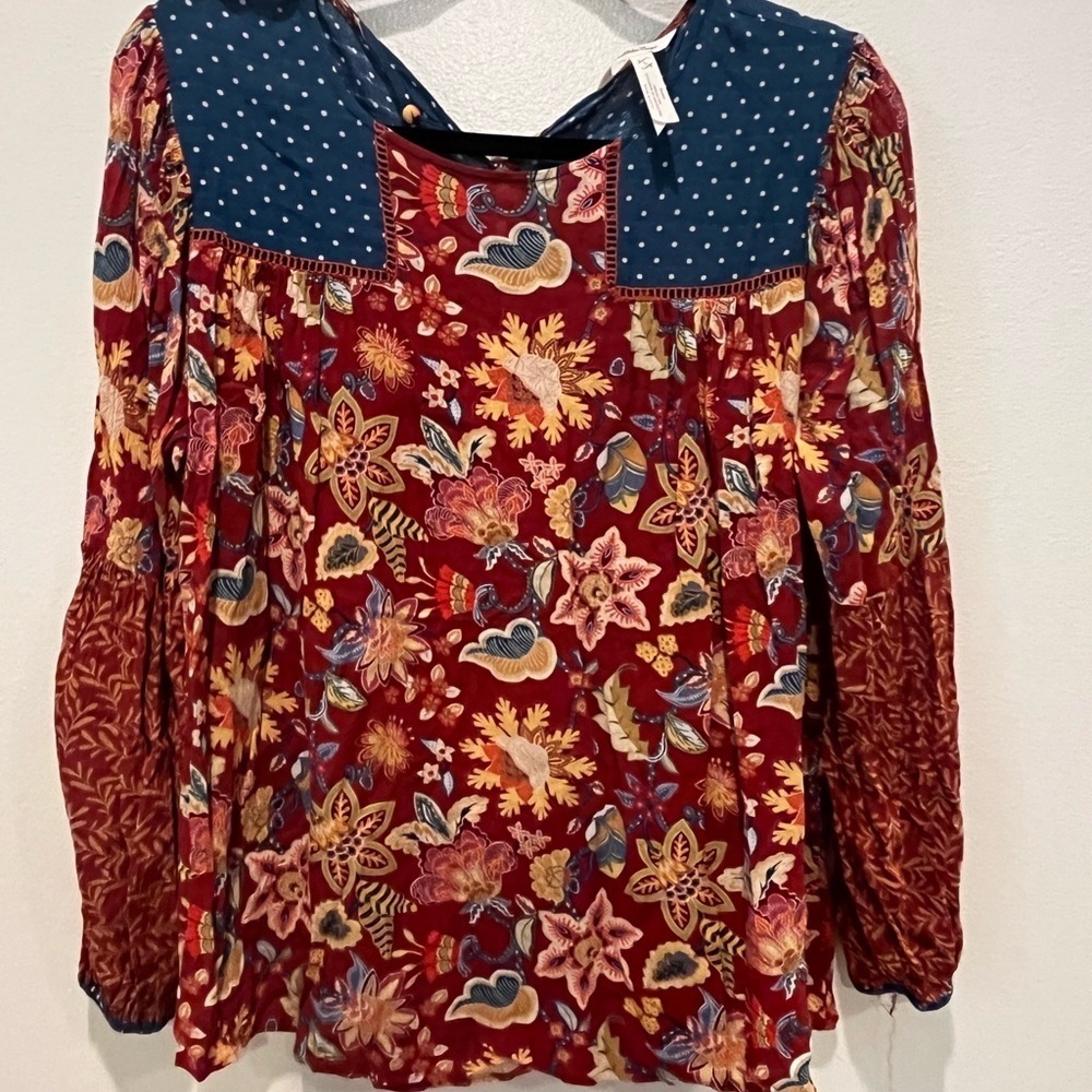 Matilda Jane Blue and Orange Floral Blouse